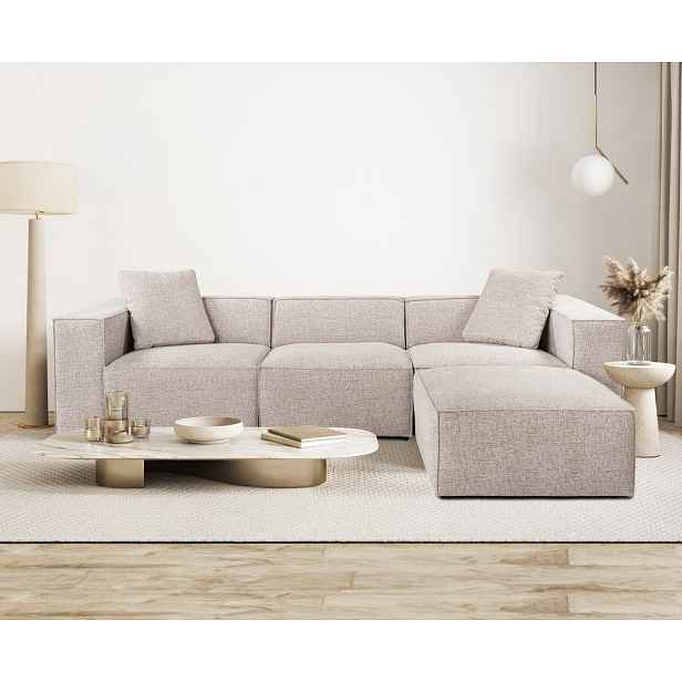 Rohová sedací souprava Lora (L1-O1-1R-POUFFE ) - Mocha