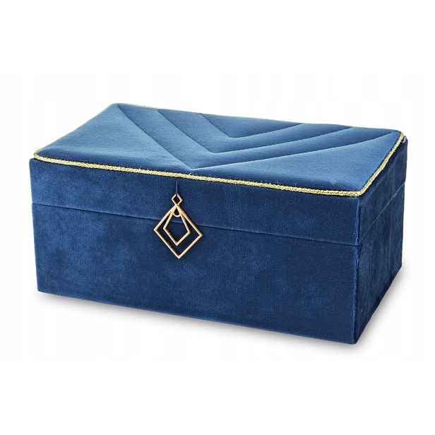 Šperkovnice Organizér na šperky modrá zlatá Kabelka Bonus