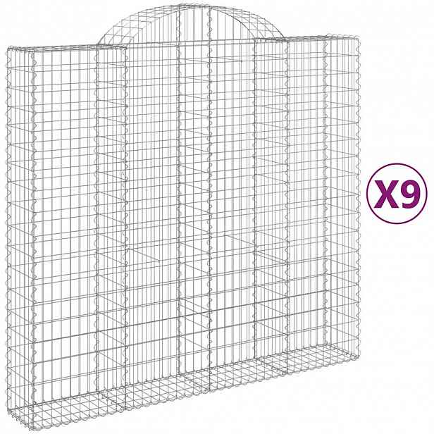 vidaXL Klenuté gabionové koše 9 ks 200x50x180/200cm pozinkované železo