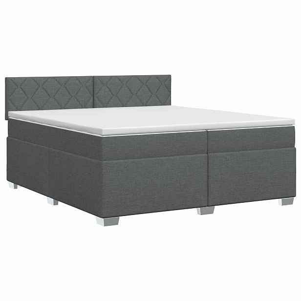 vidaXL Postel boxspring s matrací Tmavě šedá 200 x 200 cm Textil