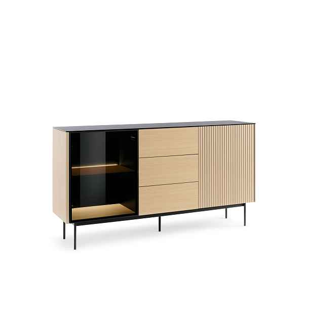 Piaski Komoda s LED osvětlením Orta 157 cm černá/dub Vicenza