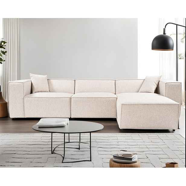 Rohová sedací souprava Lora (L1-O1-1R-POUFFE ) - Light Brown