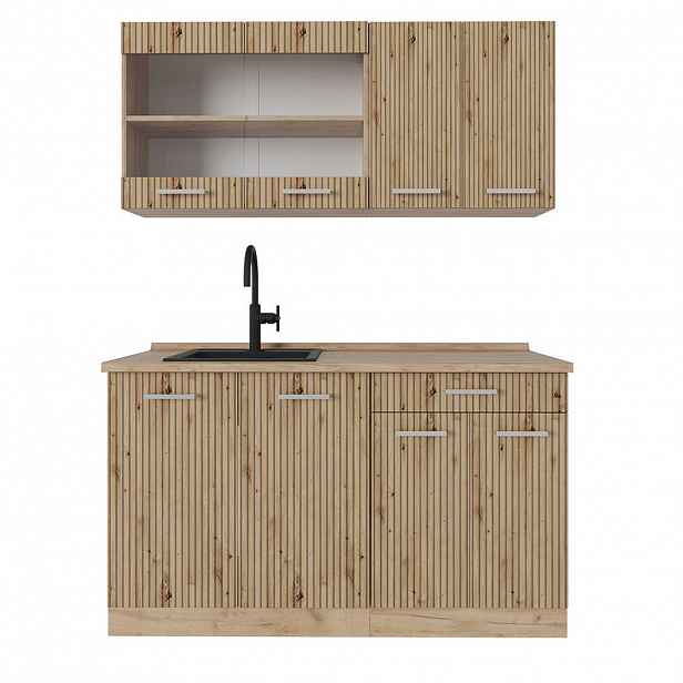 Vicco JEDNOTKOVÁ KUCHYNĚ R-Line Dub Artisan / dub Goldkraft 140 cm bez pracovní desky
