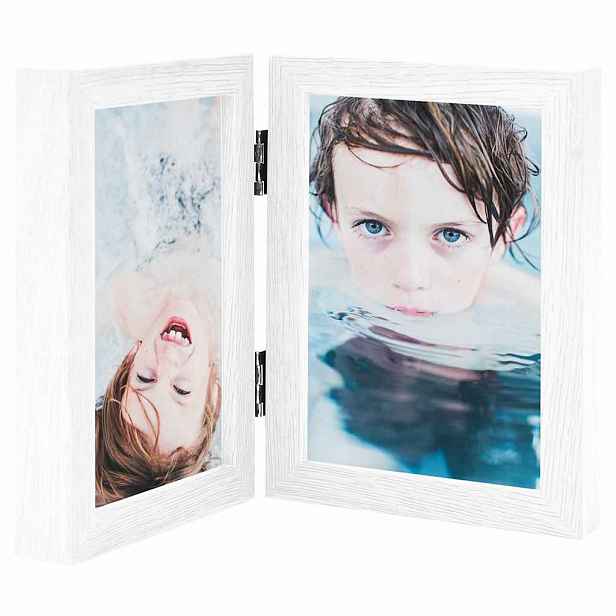 vidaXL Dvoudílný fotorámeček bílý 2 x (13 x 18 cm)