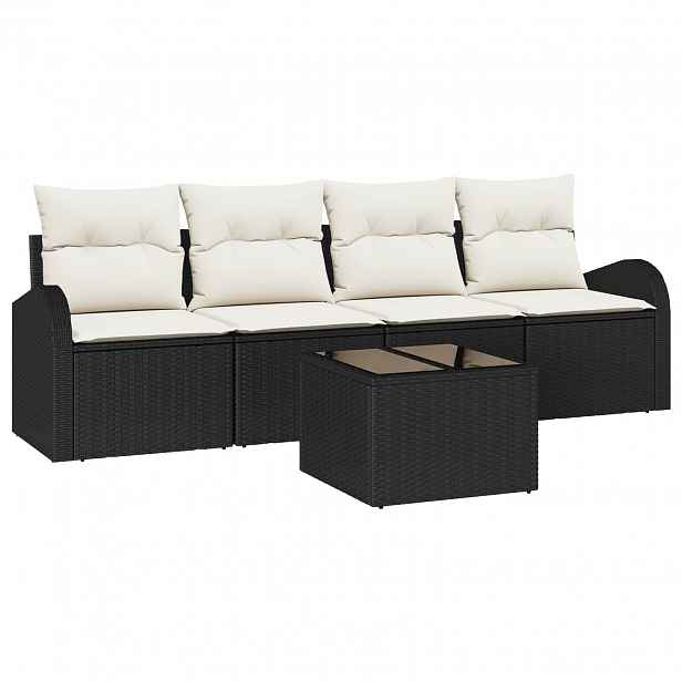 vidaXL Sada zahradních pohovek 5 pcs 4-Seater Černá a krémová