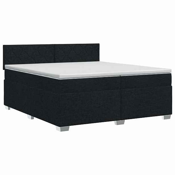 vidaXL Postel boxspring s matrací s čelo Černá 200 x 200 cm Textil