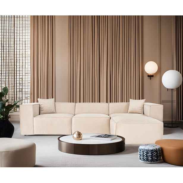 Rohová sedací souprava Lora (L1-O1-1R-POUFFE ) - Cream