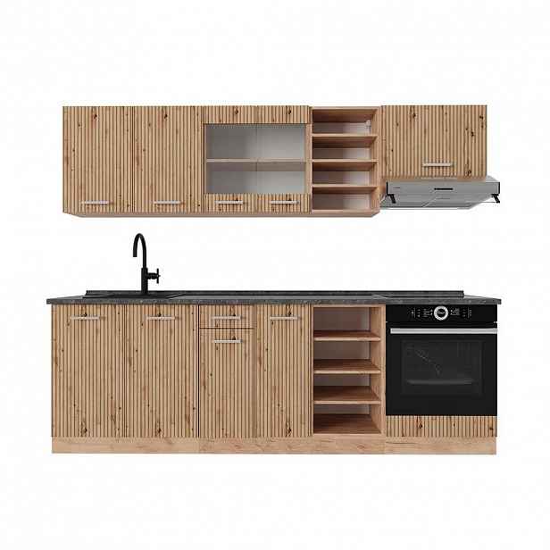 Vicco KUCHYŇSKÝ KOUT R-Line Dub Artisan / dub Goldkraft 240 cm , PD Antracit