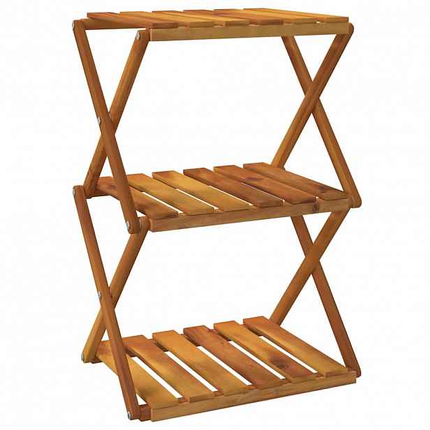 vidaXL 3patrový skládací regál hnědý 43 x 31 x 63 cm masivní akácie