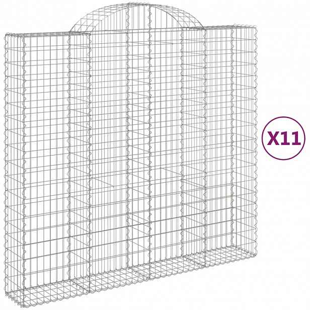 vidaXL Klenuté gabionové koše 11ks 200x50x180/200cm pozinkované železo