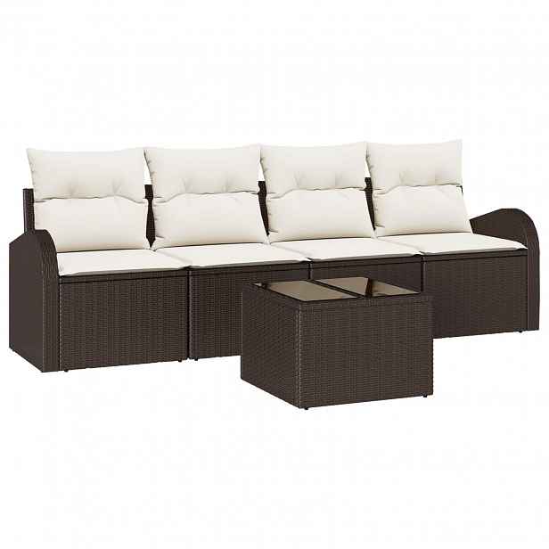 vidaXL Sada zahradních pohovek 5 pcs 4-Seater Hnědá a krémová