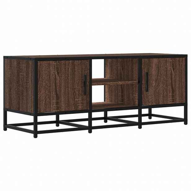 vidaXL TV skříňka hnědý dub 100 x 35 x 41 cm kompozitní dřevo a kov