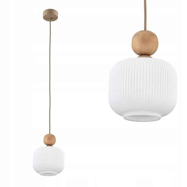 Závěsná lampa s bílým ryhovaným skleněným stínítkem 1*E14 Tk Lighting