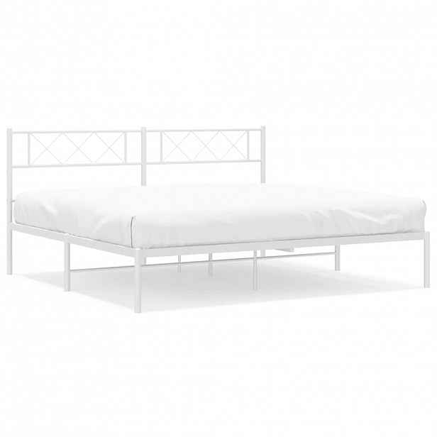 vidaXL Kovový rám postele s čelem bílý 183 x 213 cm