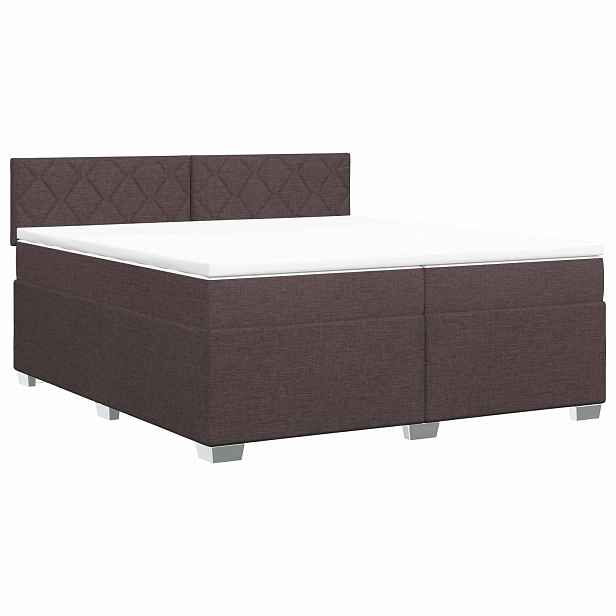 vidaXL Postel boxspring s matrací Tmavě hnědá 200 x 200 cm Textil