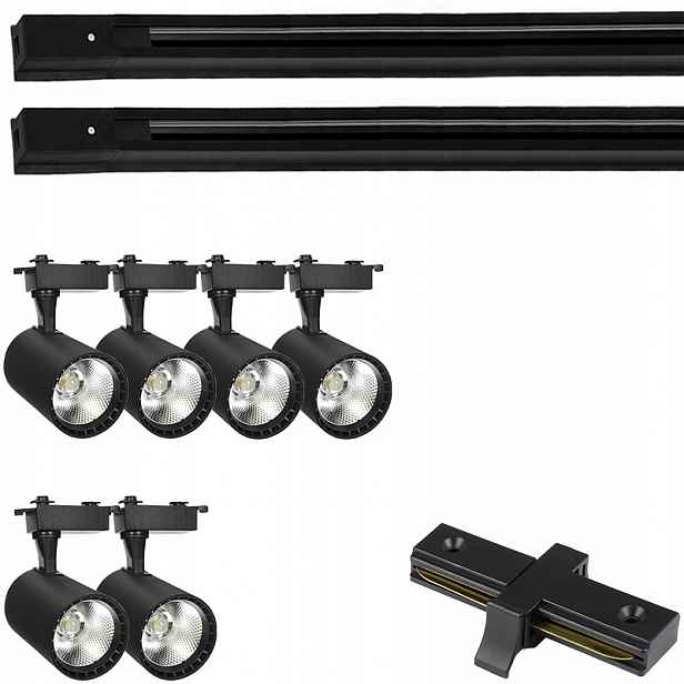 6 X Kolejnicový Reflektor Led Svítidlo Hotový Systém Osvětlení Kolejnicový Kabel