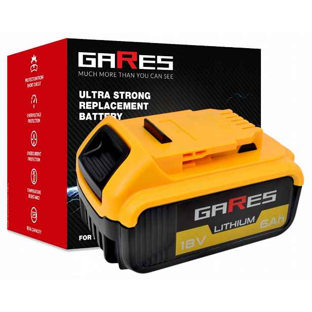 Akumulátor Gares pro Dewalt Xr DCB180 DCB181 DCB182 18V 6Ah