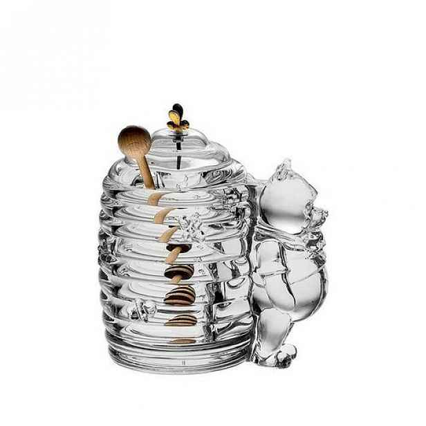Bohemia Crystal Skleněná dóza na med Medvídek