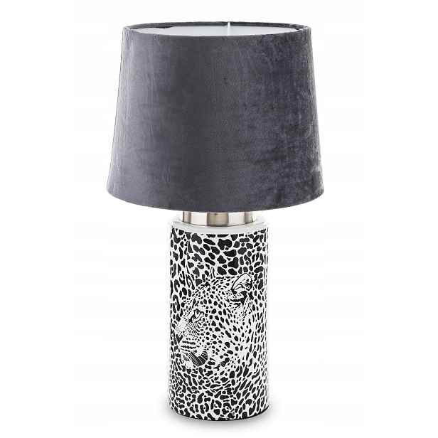 Lampa noční černá bílá leopard keramika plátno