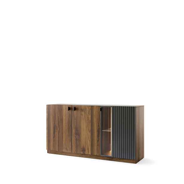 Szynaka Komoda s LED osvětlením Radium 45 180 cm ořech Columbia/černá