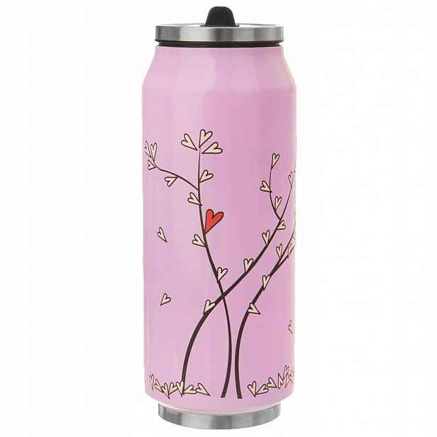 Termohrnek plechovka růžové Srdce 400 ml