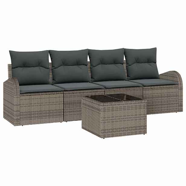 vidaXL Sada zahradních pohovek 5 pcs 4-Seater Šedá polyratan
