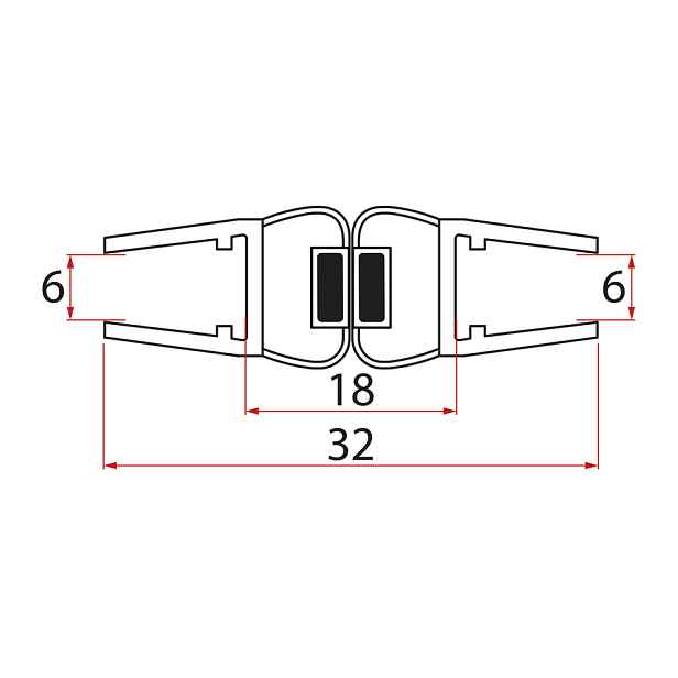 Gelco Magnetické těsnění ploché, sklo 6mm, 2000mm