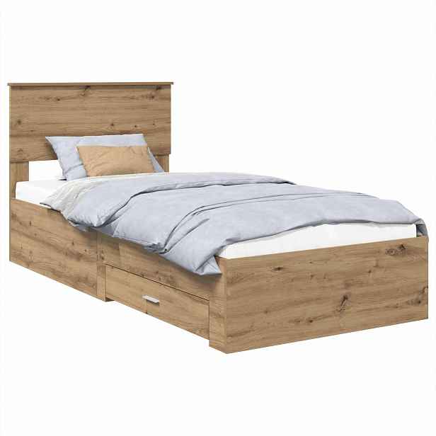 vidaXL Rám postele s čelo Artisanový dub 90 x 190 cm Kompozitní dřevo
