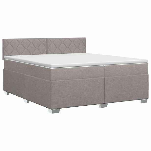 vidaXL Postel boxspring s matrací s čelo Taupe 200 x 200 cm Textil