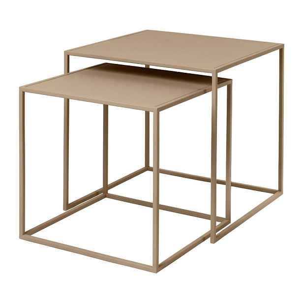 Béžové kovové konferenční stolky v sadě 2 ks 40x40 cm Fera – Blomus