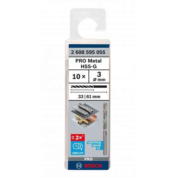 Bosch - Sada vrtáků do kovu, 3x61 mm, 10 ks 2608595055