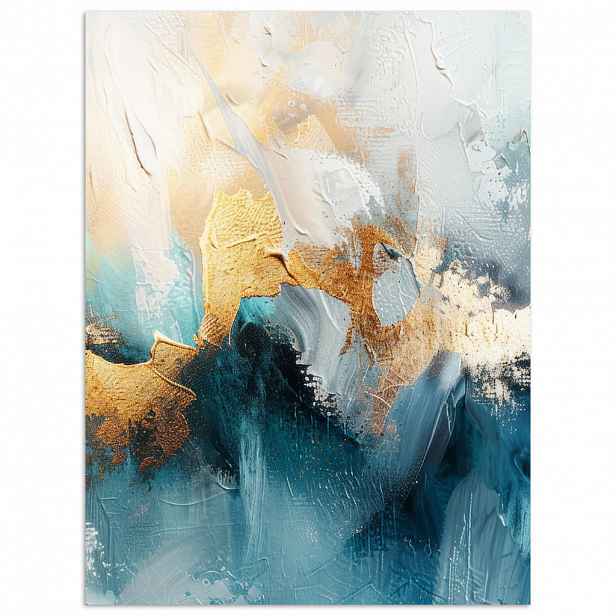 MuchoWow PLAKÁT Abstraktní - umění - zlatá - modrá 60x80 cm