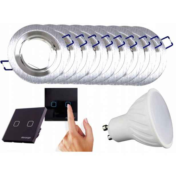 Sada objímky Aluminium Led 9x Vypínač Žárovky