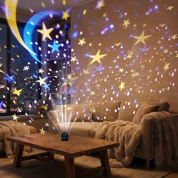 TEMU S 7 barevnými režimy: Noční světlo s projekcí hvězdné oblohy a lampa Galaxy. Toto ambientní světlo napájené přes USB je ideální do ložnic, pro