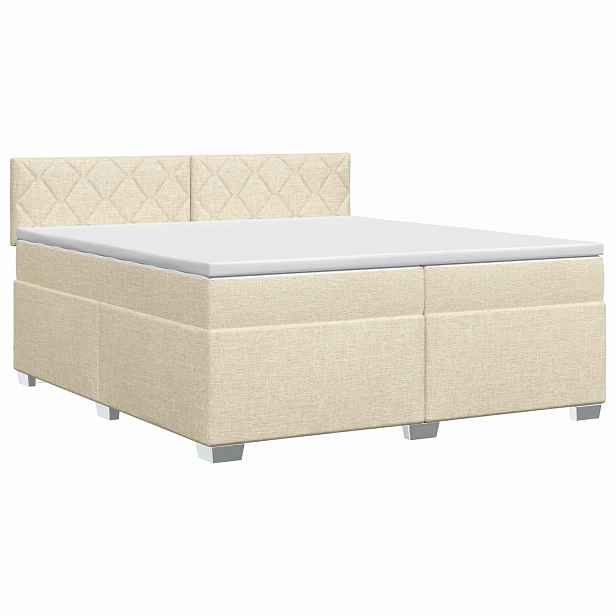 vidaXL Postel boxspring s matrací s čelo Krémová 200 x 200 cm Textil