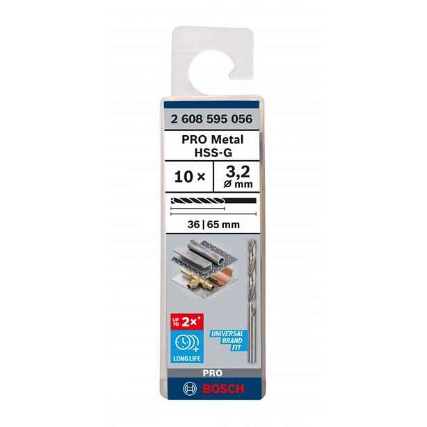 Bosch - Sada vrtáků do kovu, 3,2x65 mm, 10 ks 2608595056