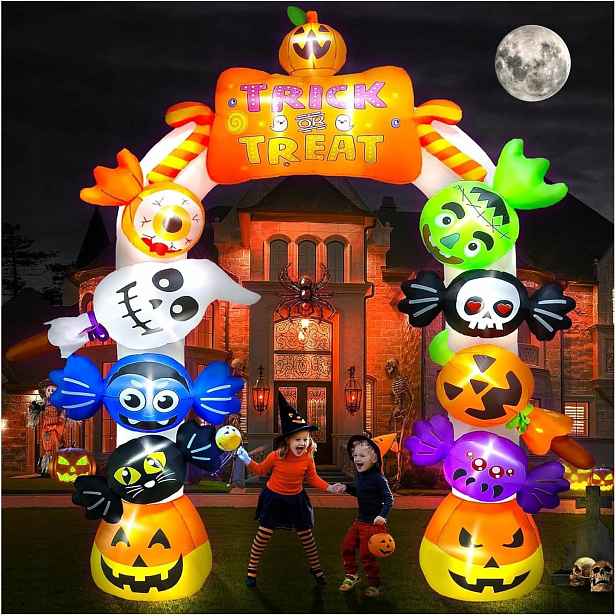 Halloween Nafukovací Brána 305CM Duch Dýně Bonbóny Led Zahrada