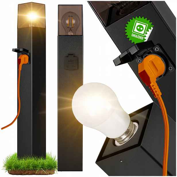 Led lampa Zahradní stojící sloupek 60 cm venkovní E27 1x Zásuvka 230V IP44