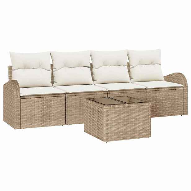 vidaXL Sada zahradních pohovek 5 pcs 4-Seater Béžová a krémová