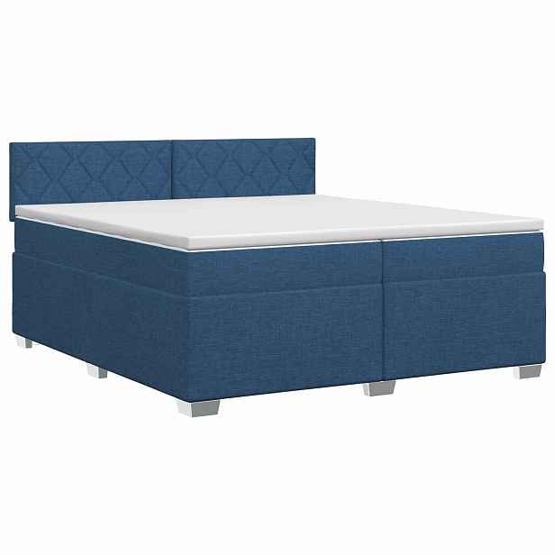 vidaXL Postel boxspring s matrací s čelo Modrá 200 x 200 cm Textil