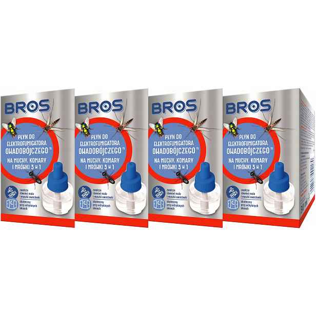 4x Tekutina Do Elektrofumigátoru Komáři Mouchy Mravenci 60 Nocí Bros 30 ml