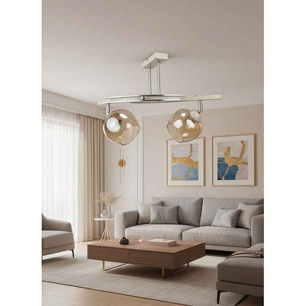 Stropní Svítidlo Lustr Fiona 2 Béžová 2x E27 Euro-lamp Medový Klosz