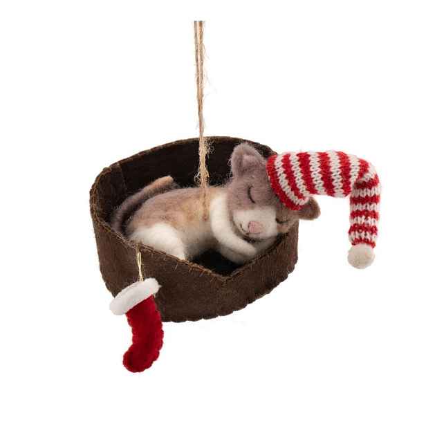 Textilní vánoční ozdoba 12,5 cm Cat in Basket – Sass & Belle