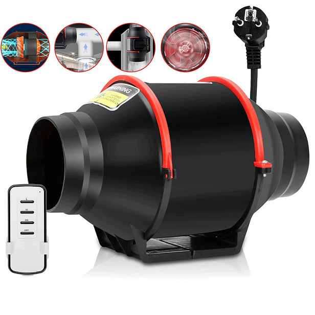 Kanálový Odtahový Ventilátor Dvourychlostní Výkonný 540 m3/h 75 W Tichý