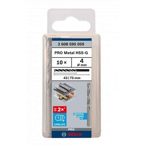 Bosch - Sada vrtáků do kovu, 4x75 mm, 10 ks 2608595059