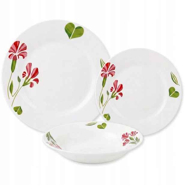 Jídelní Servis Porcelán 18 El Sada Talířů Pro 6 Osob Vzor Květiny