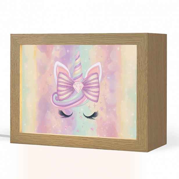OnlyWow NOČNÍ LAMPIČKA Jednorožec - Třpytky - Duha - Pastelové barvy 20x15 cm