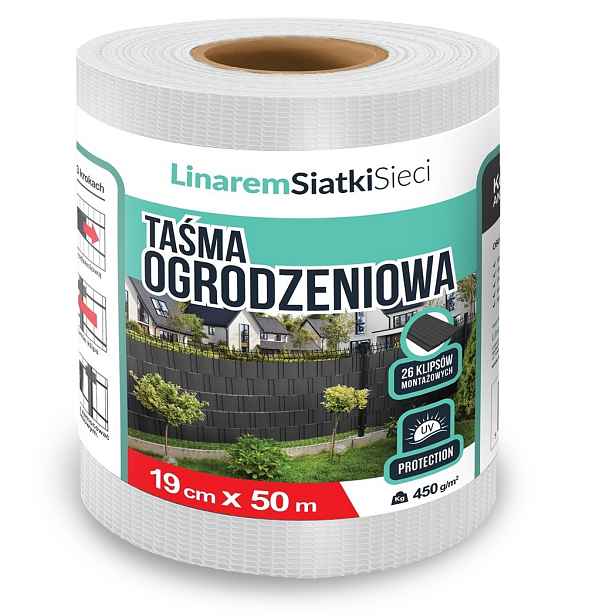 Stínící Panelové Pásy 19 Cm x 50 m Kryt Podložka Na Ploty Bílá Klipsy