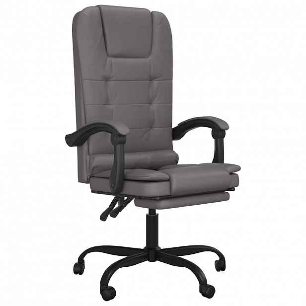 vidaXL Masážní kancelářské křeslo s polohovacím mechanismem, šedé, umělá kůže