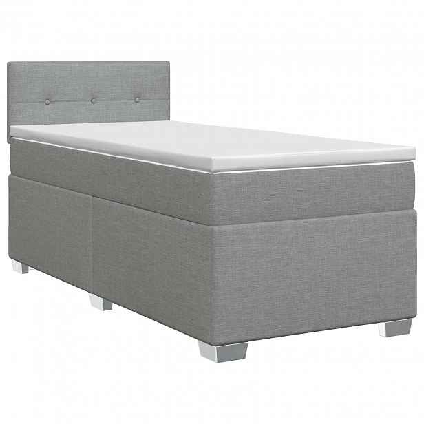vidaXL Postel boxspring s matrací s čelo Světle šedá 90 x 190cm Textil